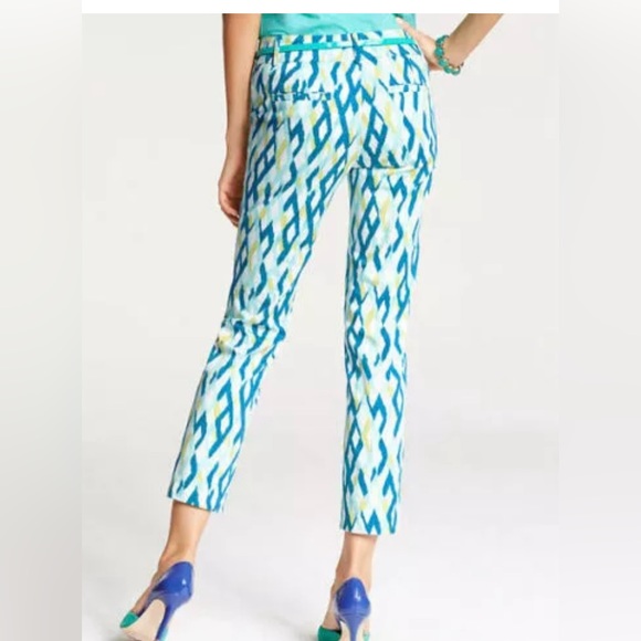 Ann Taylor blue/yellow ankle pants. Size 8.  Excellent condition. - Picture 12 of 13